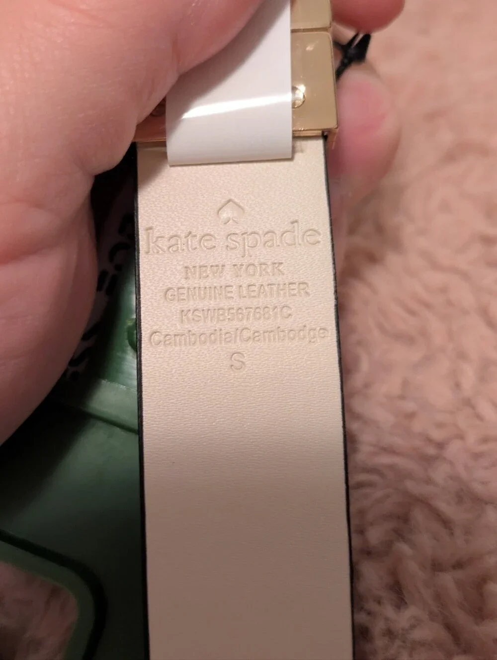 Kate Spade Leather Belt With Reversible Buckle - Black/Cream